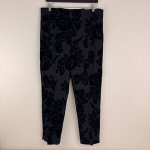 NEW Chicos Size 2.5 Juliet Flocked Floral Ankle Pants Women's 14 Dressy Holiday
